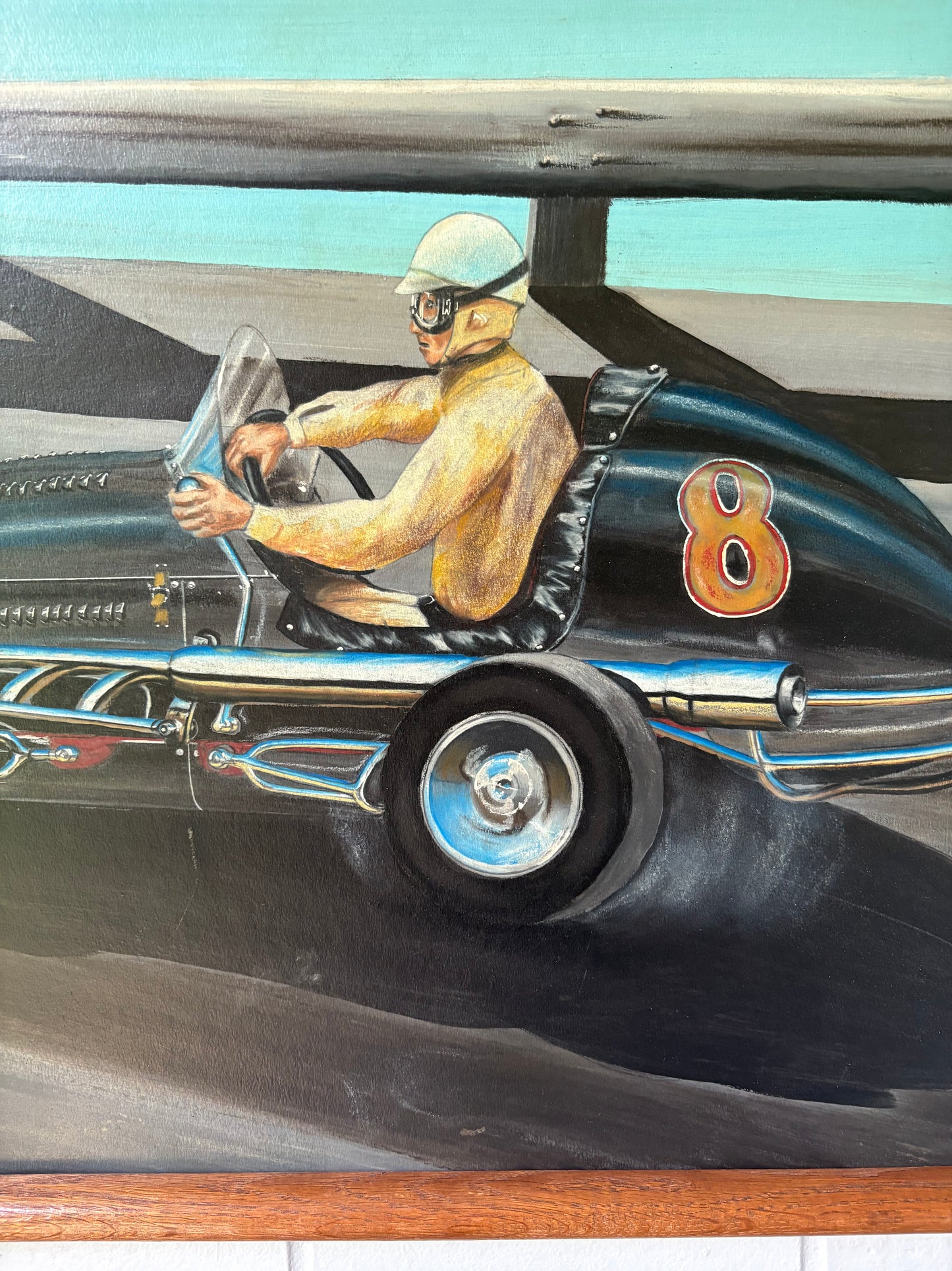 Framed Original Painting of Racecar (FREE SHIPPING)